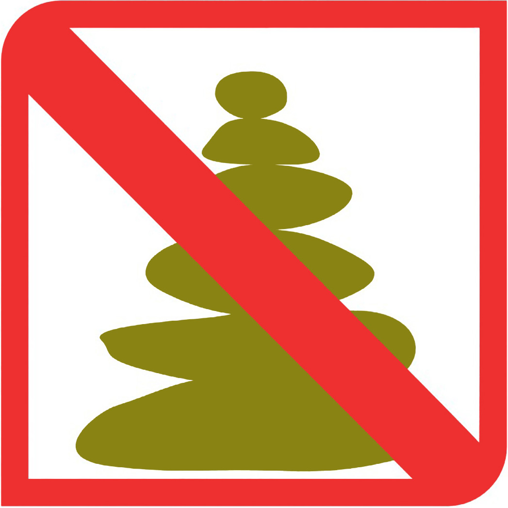 PR30 No fer caramulls de pedres. Manual de senyalització 2023. Govern de les Illes Balears.