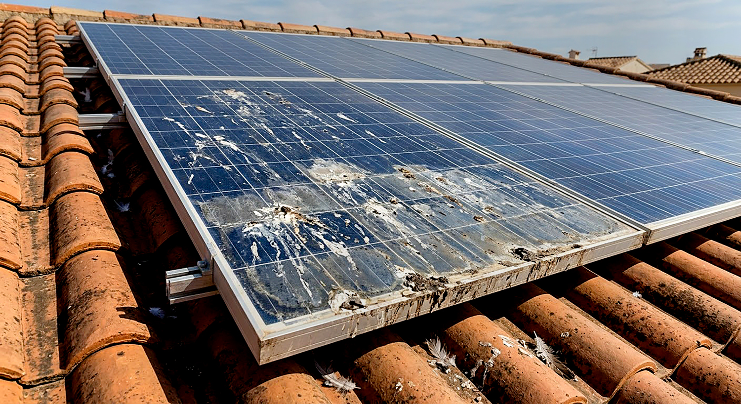 Excrements de coloms domèstics a una teulada de Monti-Sion, Pollença